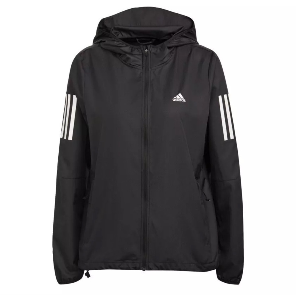Adidas Women's Own The Run Hooded Running Full Zip Windbreaker Jacket EUC
